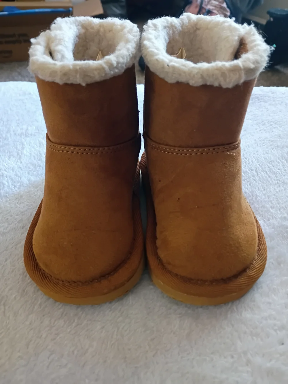GAP Kids Tan Brown Suede Faux Fur Lined Boots